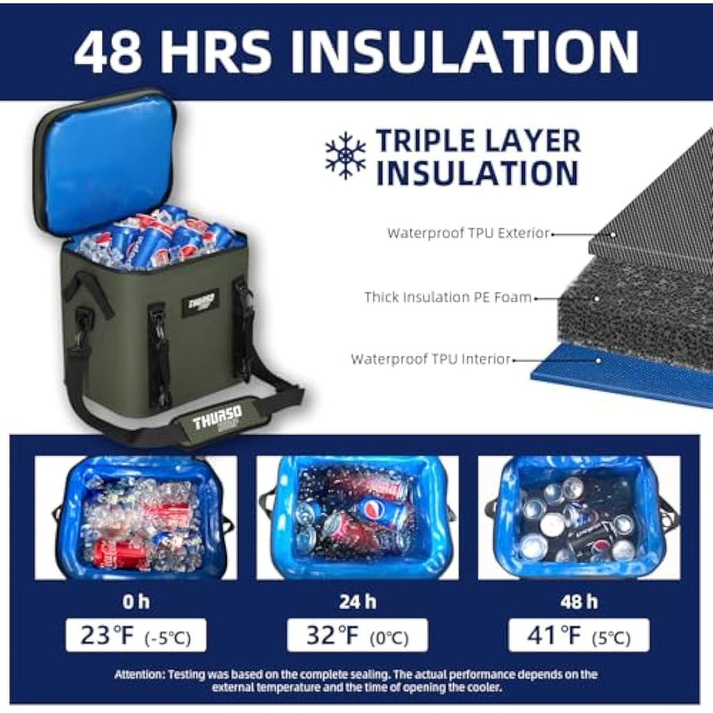 THURSO SURF 24 Can Soft Cooler Bag – 48hr Insulated Floating Ice Chest