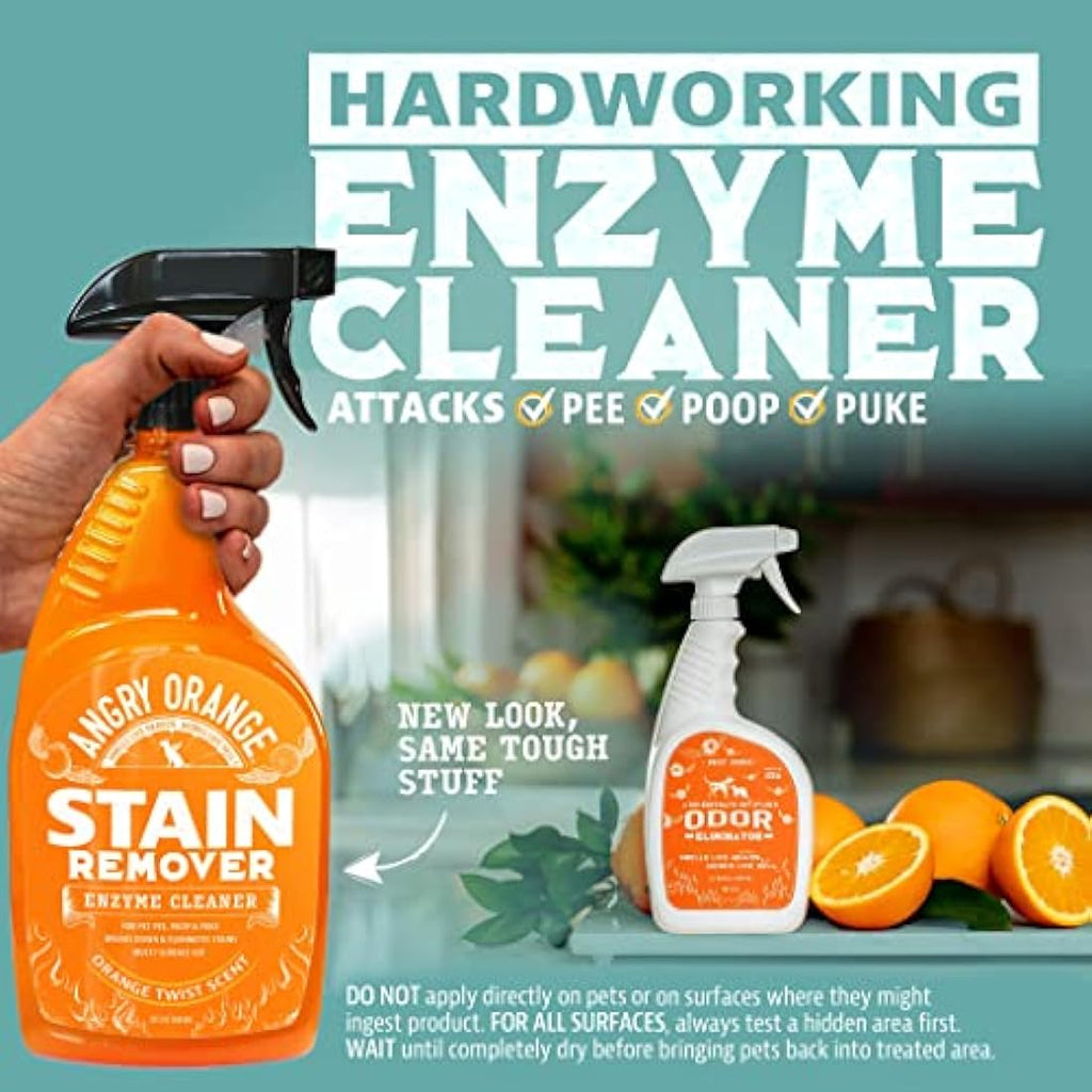 Angry Orange Enzyme Pet Stain Remover – 32oz Citrus Odor Eliminator Spray