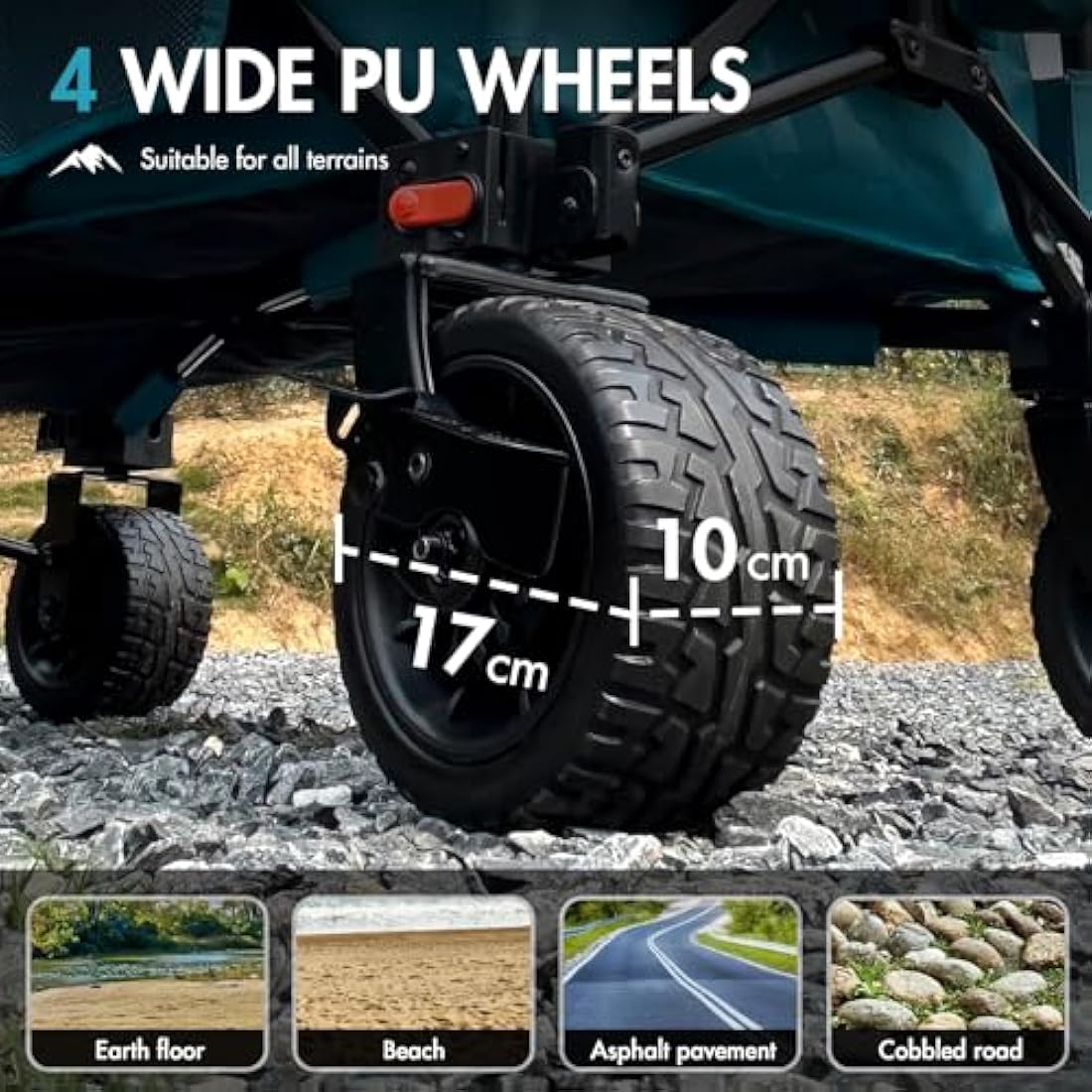 Portal Heavy Duty Folding Wagon | 300L Beach Trolley with Big Wheels