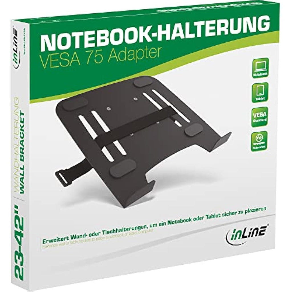 InLine Laptop Mount with VESA 75 Adapter – Ergonomic Office Hardware