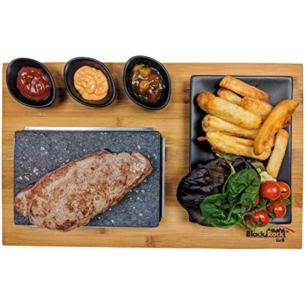 Black Rock Grill Lava Stone Steak Set – Matt Black Cooking Platter