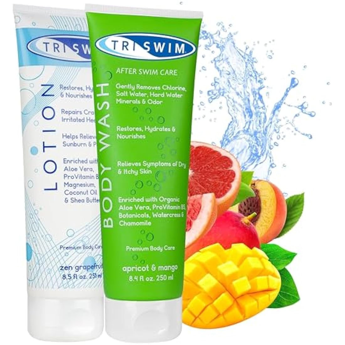 TRISWIM Chlorine Removal Body Wash & Lotion Bundle for Swimmers – 2x250ml