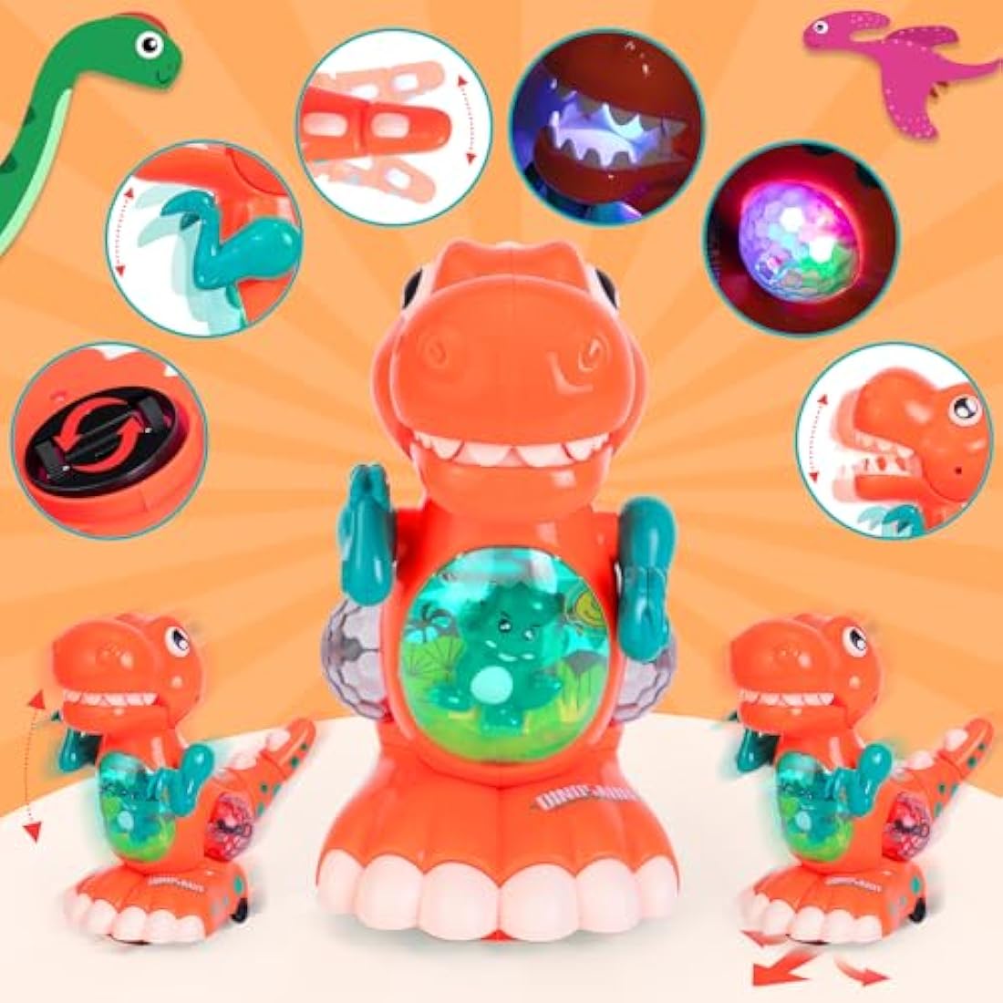 Jolof Store Musical Crawling Dinosaur Toy – Walking LED Dino for Toddlers