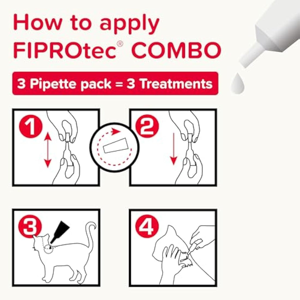 Beaphar FIPROtec COMBO Cat Flea & Tick Treatment - 3 Pipettes