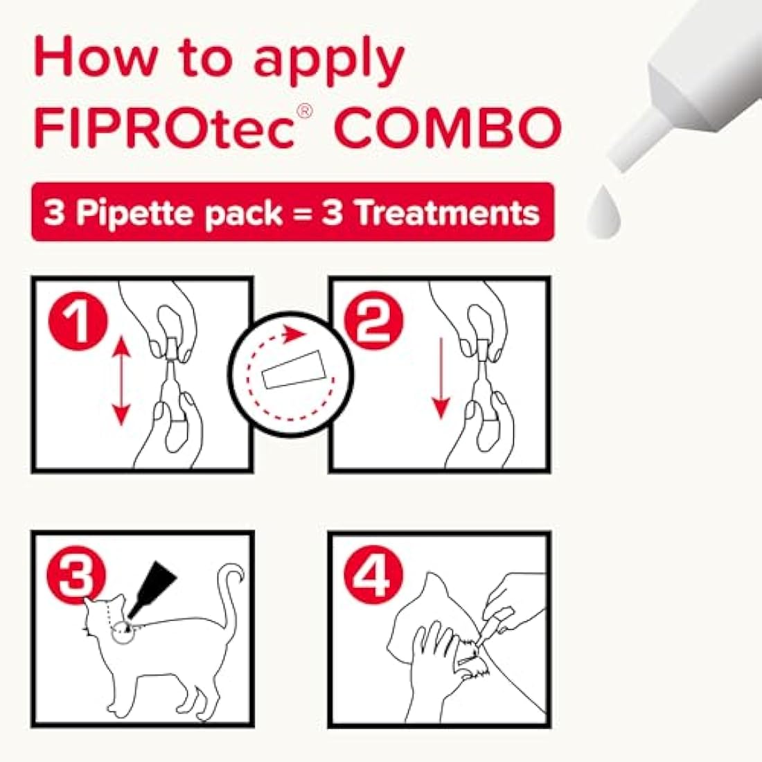 Beaphar FIPROtec COMBO Cat Flea & Tick Treatment - 3 Pipettes