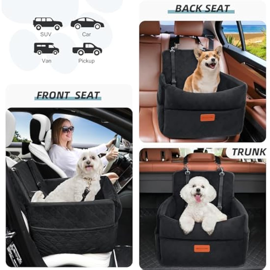 HEGGCOOE Memory Foam Dog Car Seat | Washable Booster Seat for Medium Dogs
