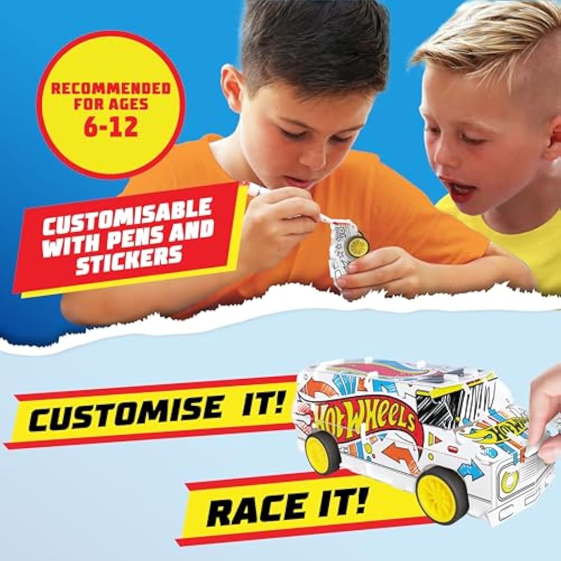 Hot Wheels Maker Kitz DIY Super Van – Build & Paint Pull Back Toy Car