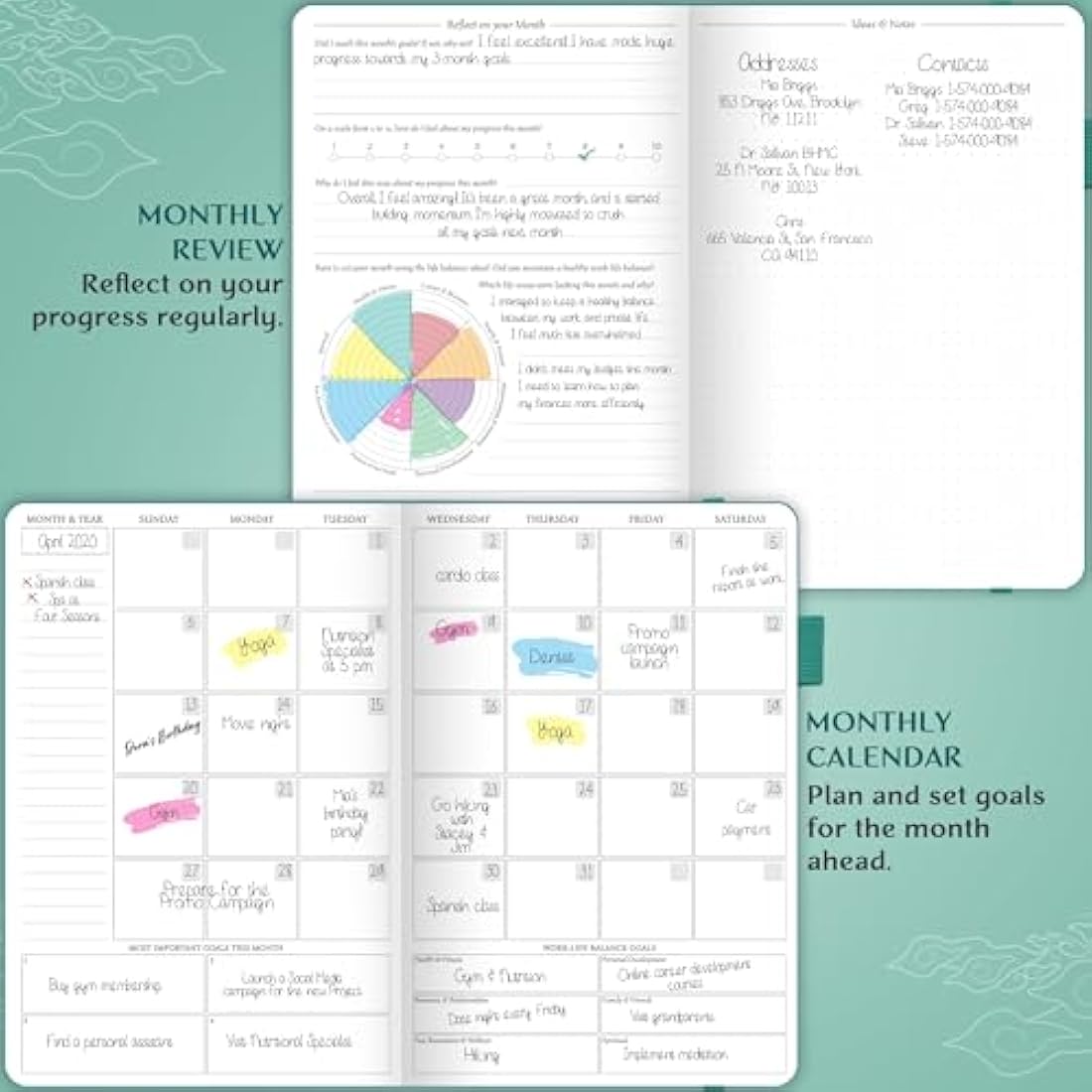 Legend Hourly Schedule Planner – Undated A5 Daily Organizer, Viridian Green