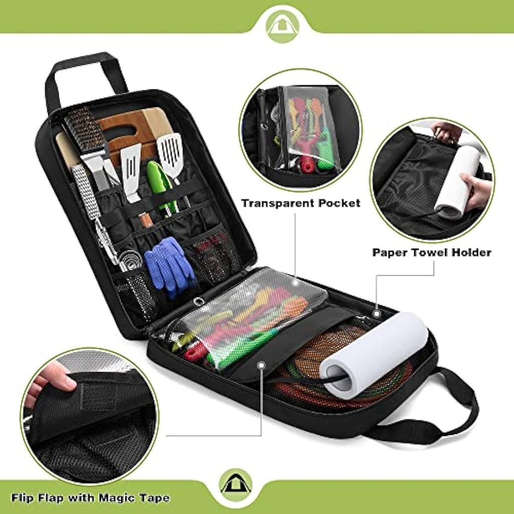 HODRANT Camp Kitchen Utensil Organizer Bag with Paper Towel Holder