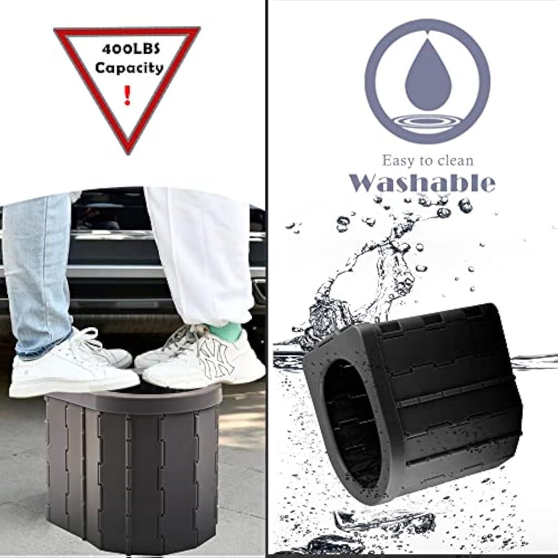 Kinspory Portable Camping Toilet – Collapsible ABS Outdoor Potty with Bags