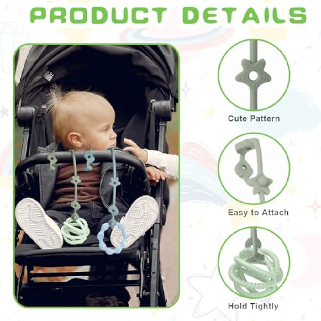Vicloon 4Pcs Silicone Toy Safety Straps | Food Grade Pacifier Clips
