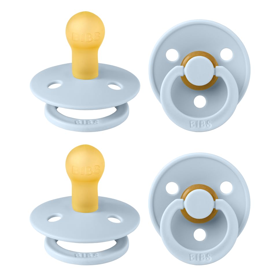 BIBS Colour Pacifiers | Natural Rubber Latex Dummies | Size 1 | 4-Pack