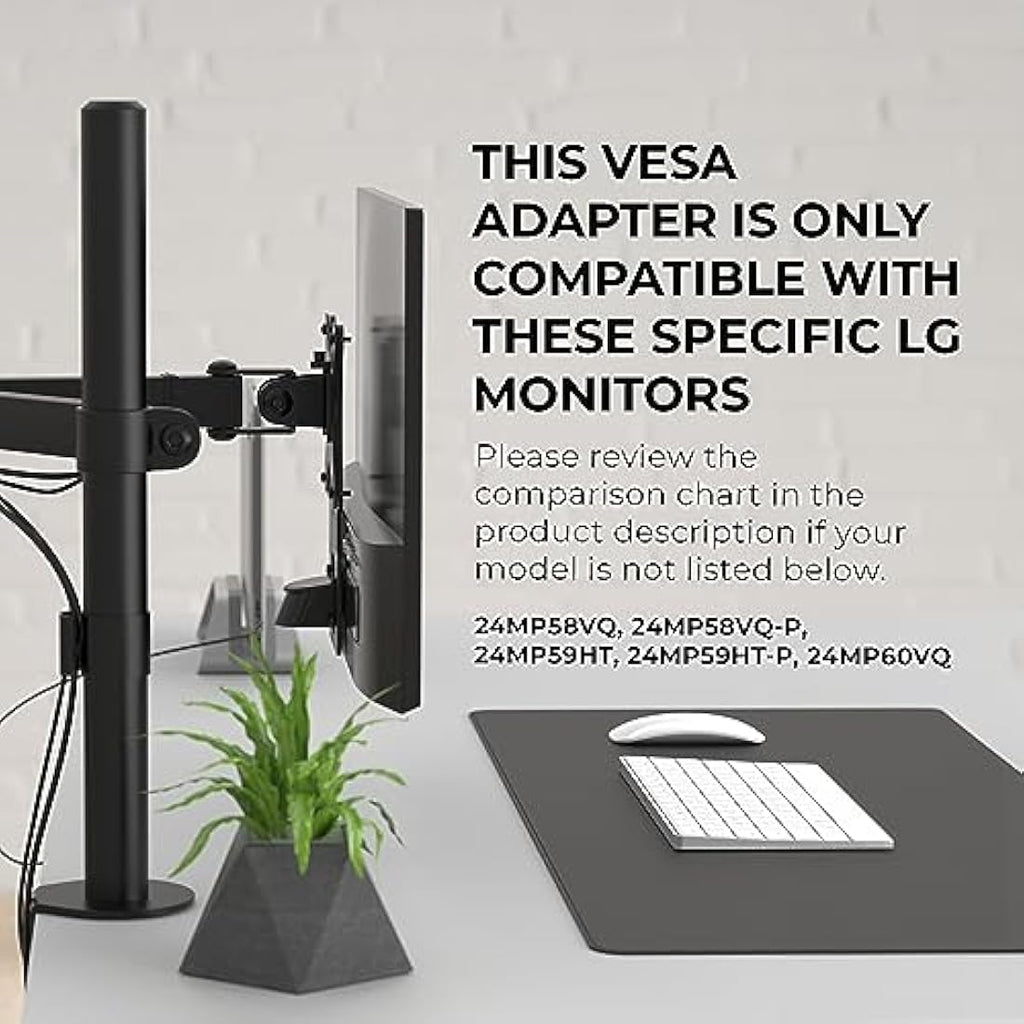 HumanCentric VESA Mount Adapter for LG 24MP58VQ and 24MP59HT Monitors