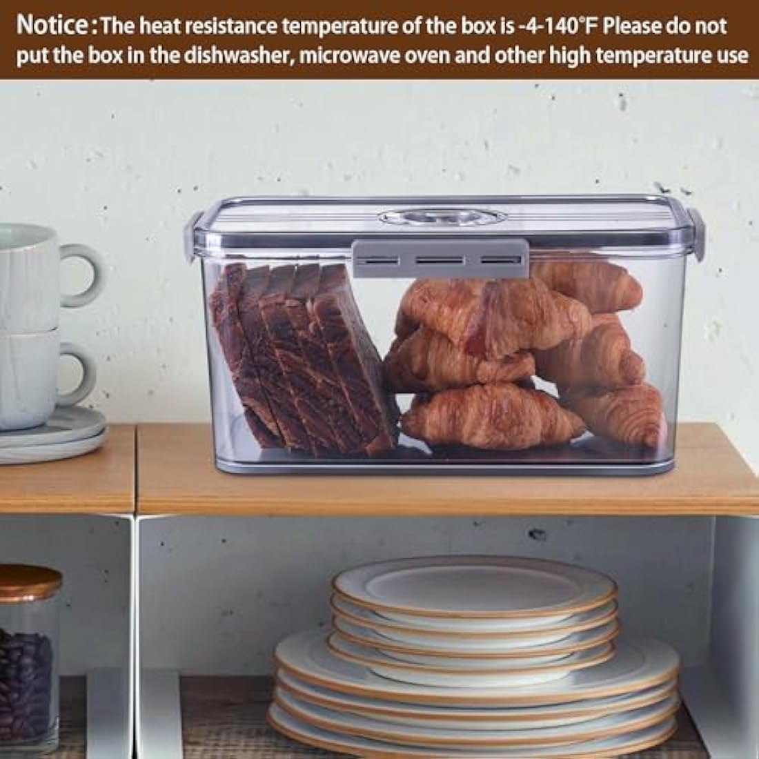 Gifhomfix Airtight Bread Bin with Time Dial – Large Plastic Storage Box