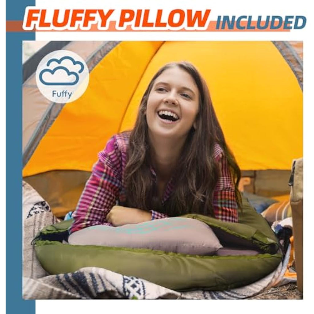 MEREZA XL Sleeping Bag | Big and Tall Cold Weather Camping Gear with Pillow