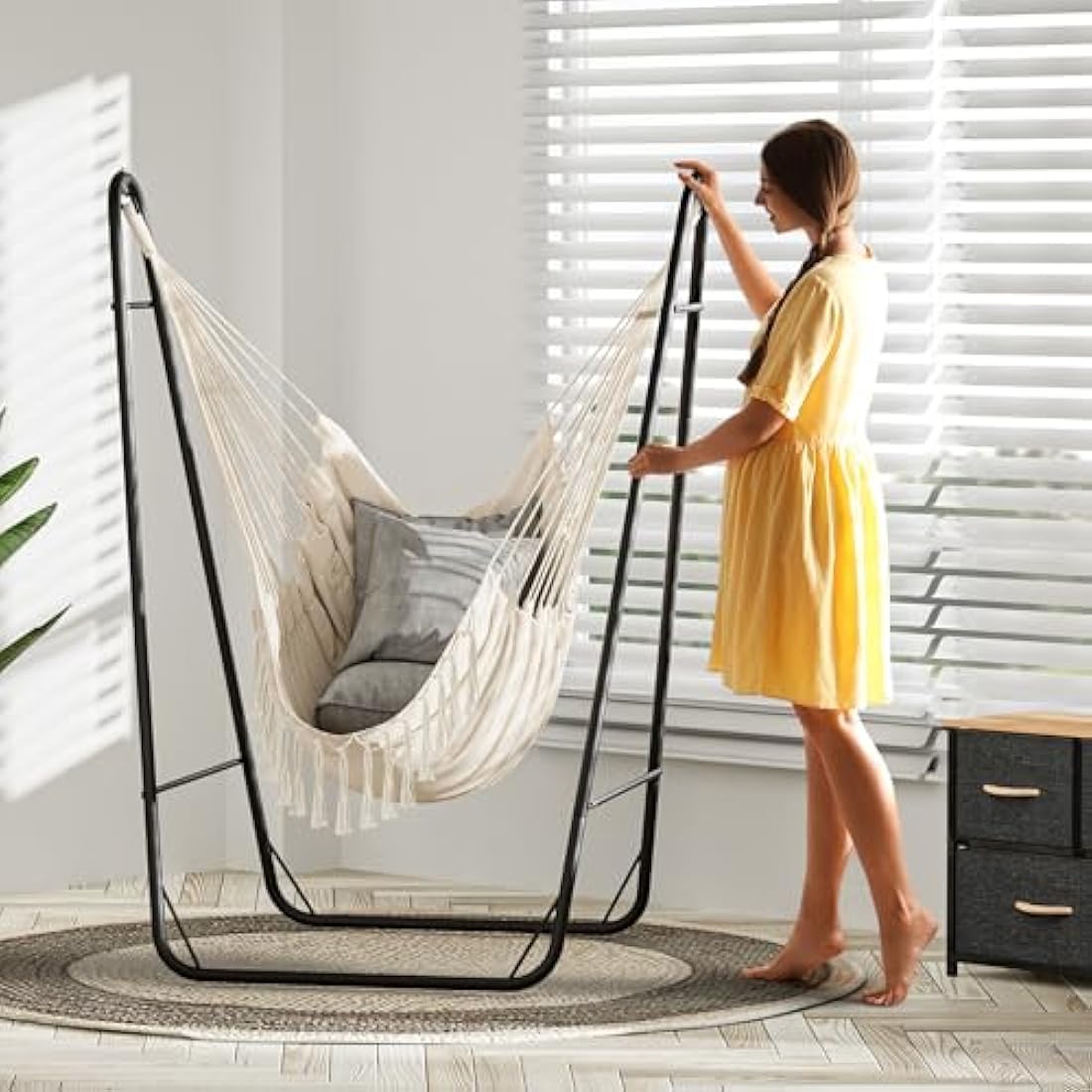 YITAHOME Hammock Chair with Stand | White Steel Frame Swing for Patio