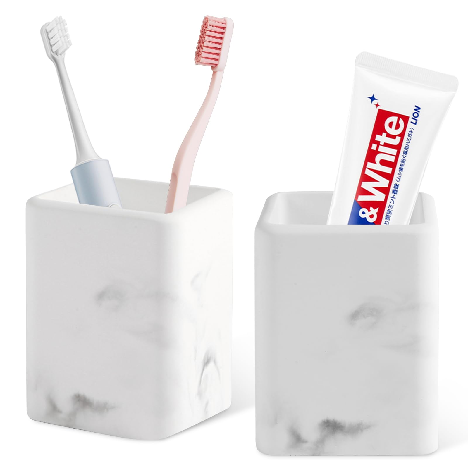 Tahbarshi 2-Pack Diatomite Toothbrush Holder | Fast Drying Marble Cup