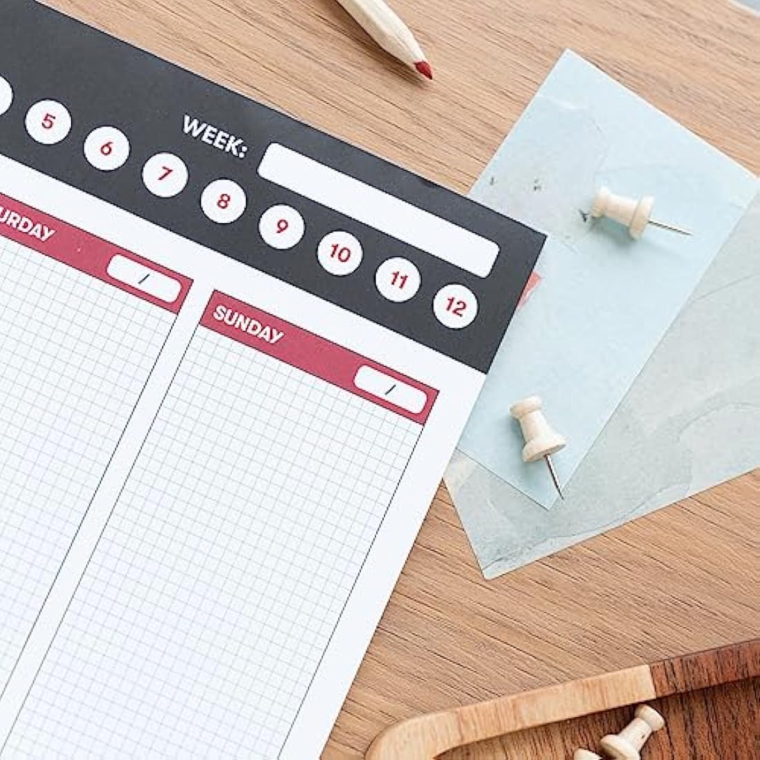 Undated Weekly Planner - A3 Desk Calendar & Tear Off Notepad