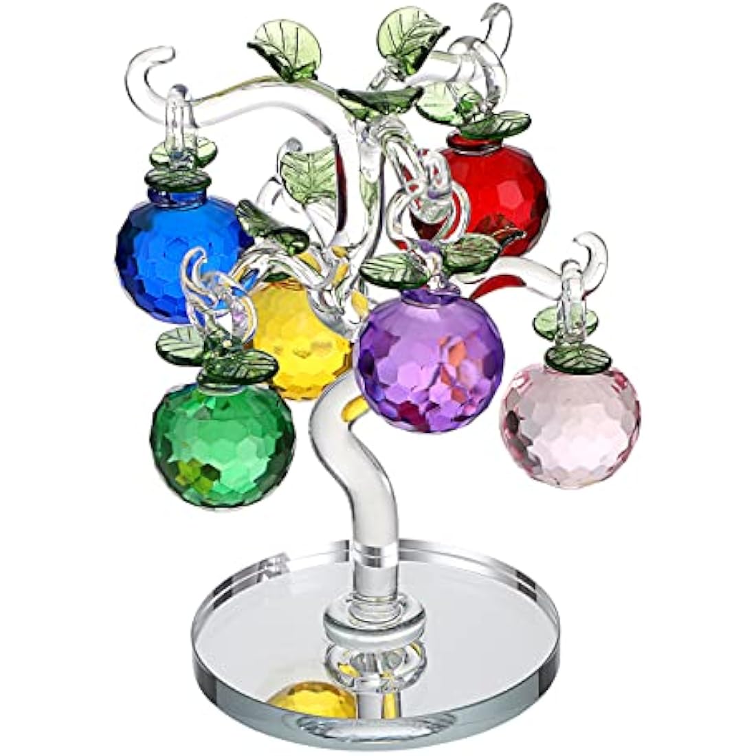 Crystal Glass Apple Tree – Feng Shui Table Decor with 6 Apples