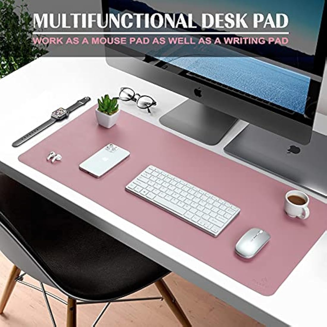 K KNODEL Dual-Sided Leather Desk Mat – Waterproof Office Pad, Purple