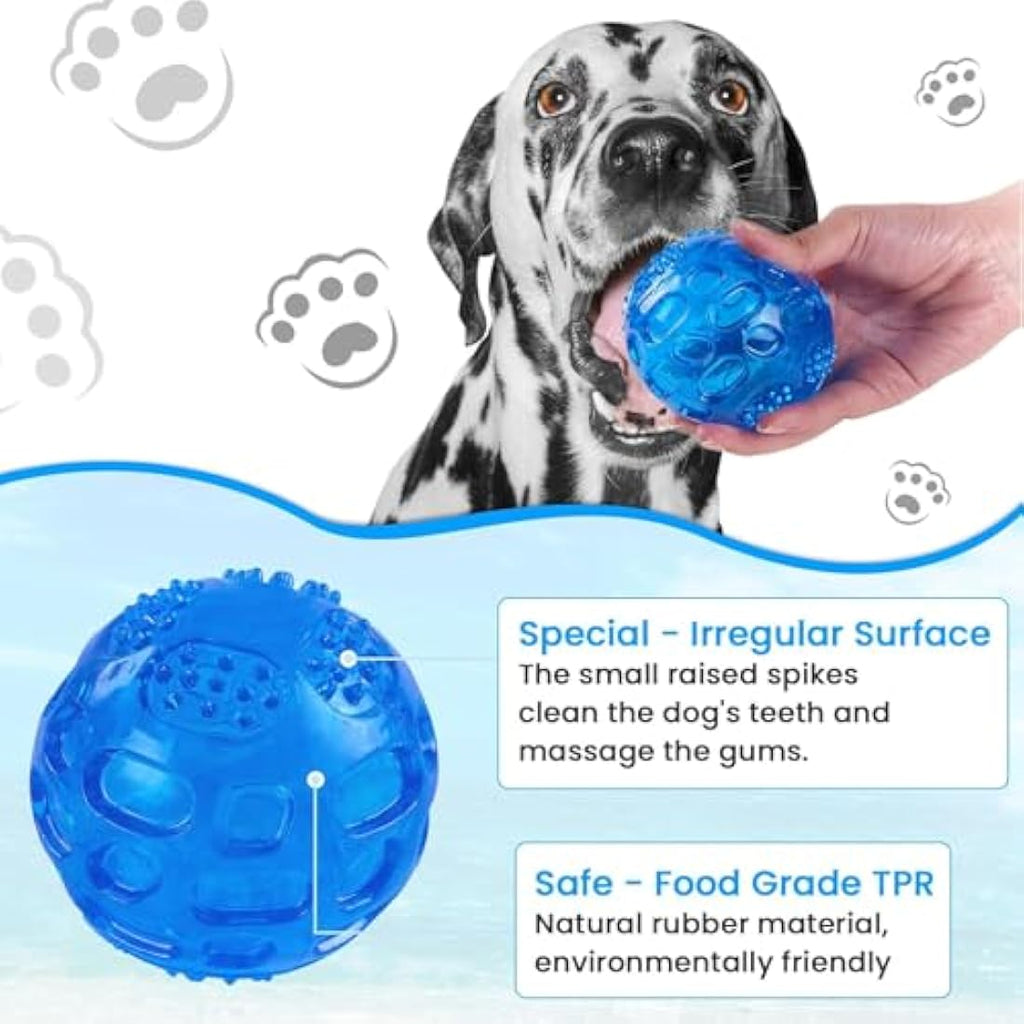 Squeaky Dog Ball Toy - Floating Rubber Chew Balls, 3 Pack