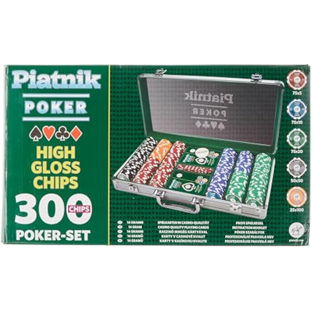 Piatnik 7903 High Gloss Poker Set - 300 Chips in Aluminum Case