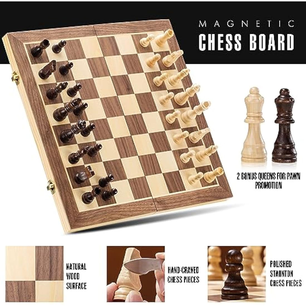 ASNEY 15 Inch Magnetic Wooden Chess Set | Staunton Tournament Board
