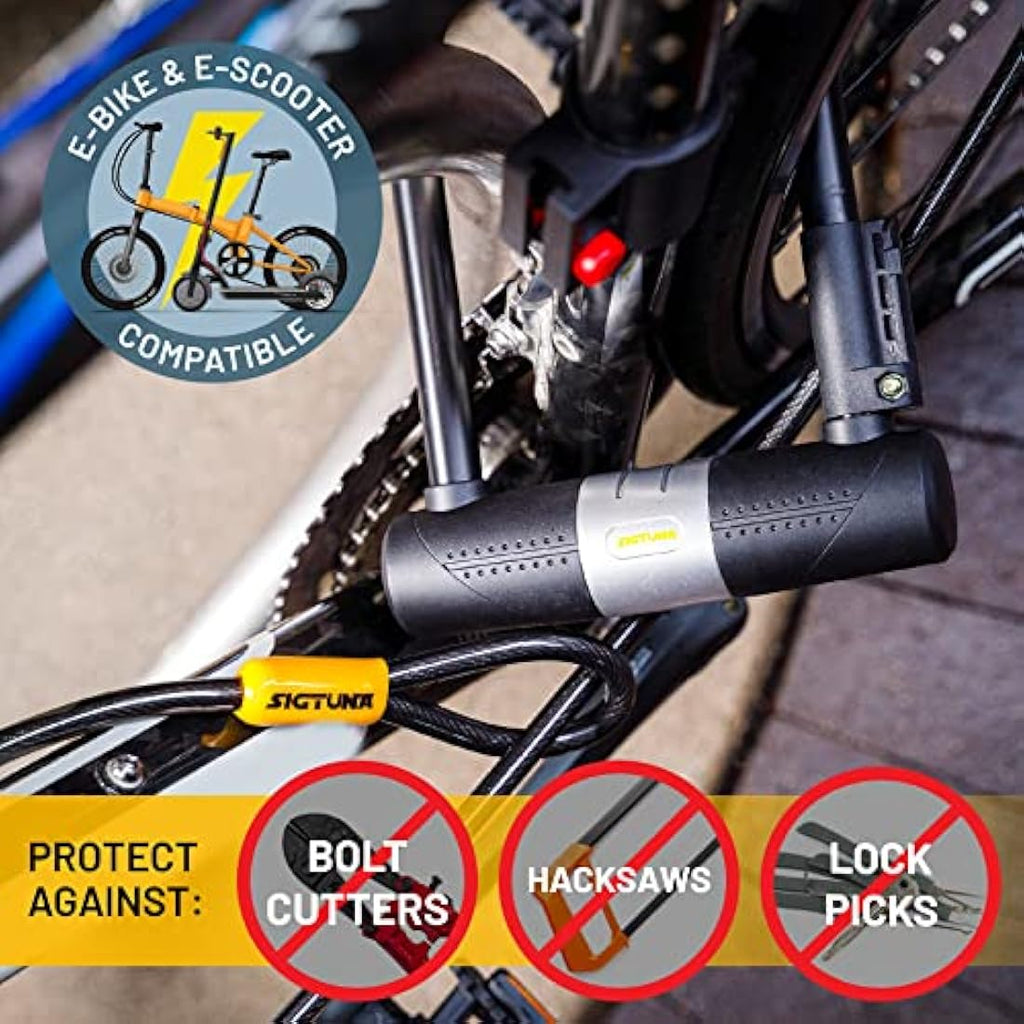 SIGTUNA Heavy Duty Bike U-Lock | 16mm Steel Shackle with Mount Holder