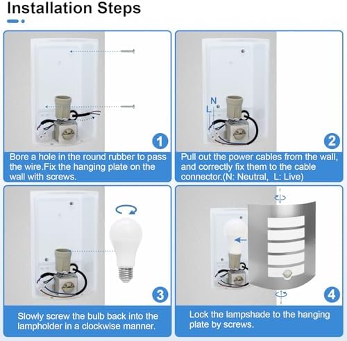 Wondlumi Motion Sensor Outdoor Wall Light – Stainless Steel IP44 Waterproof