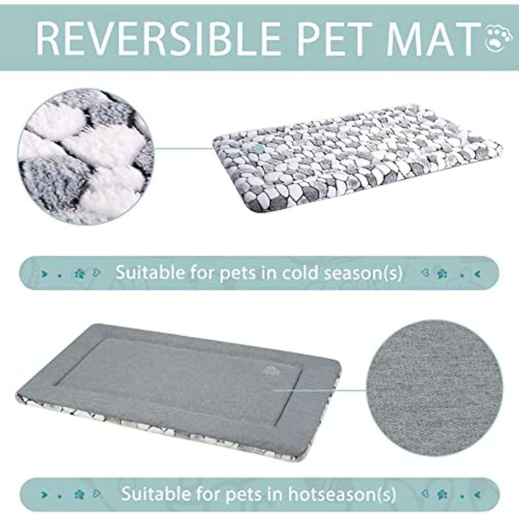 VANKEAN Reversible Dog Crate Pad – Washable Soft Pet Bed Mat, Grey