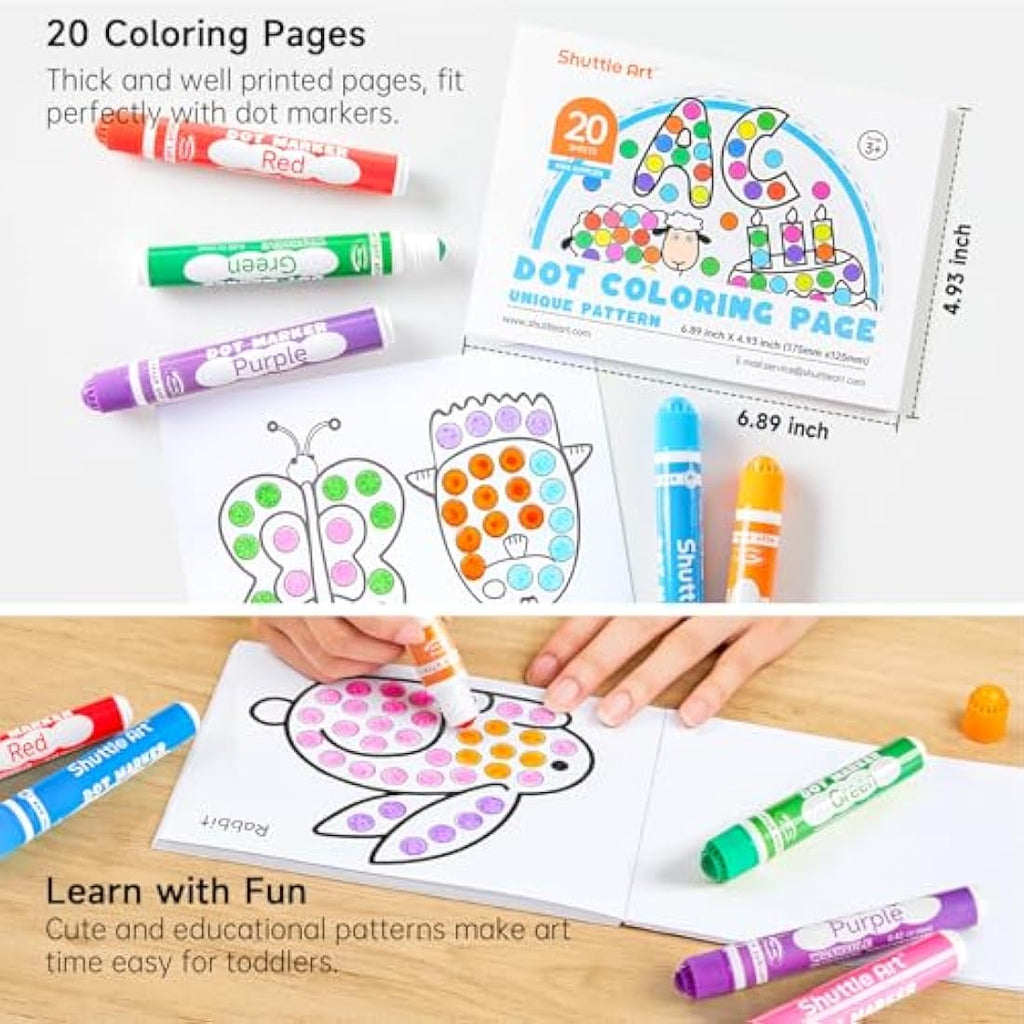Shuttle Art 30 Colors Dot Markers – Washable Bingo Dabbers for Kids