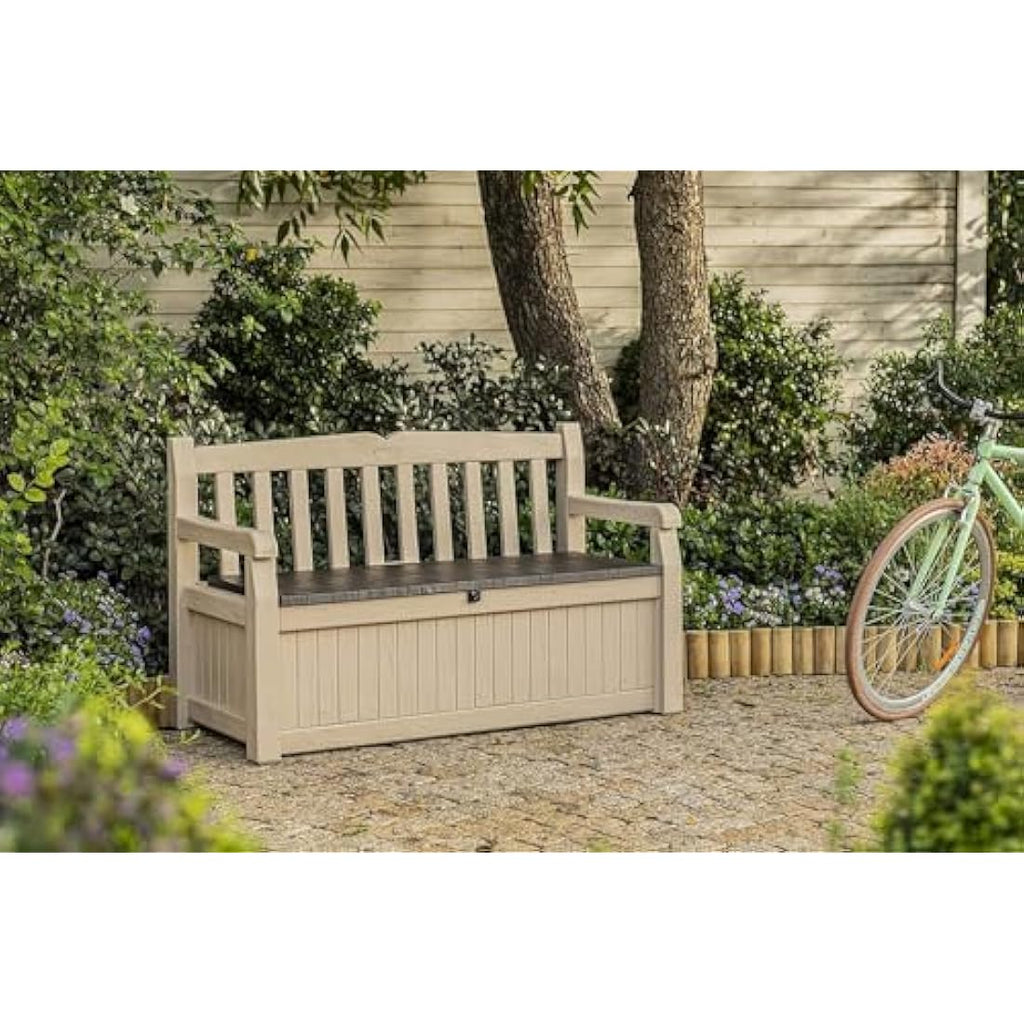 Keter Eden 265L Outdoor Garden Storage Bench – Weatherproof Resin