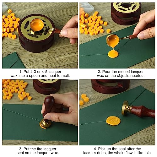 ASTARON Sealing Wax Beads Kit – 300 Pcs Octagon Wax with Melting Spoon
