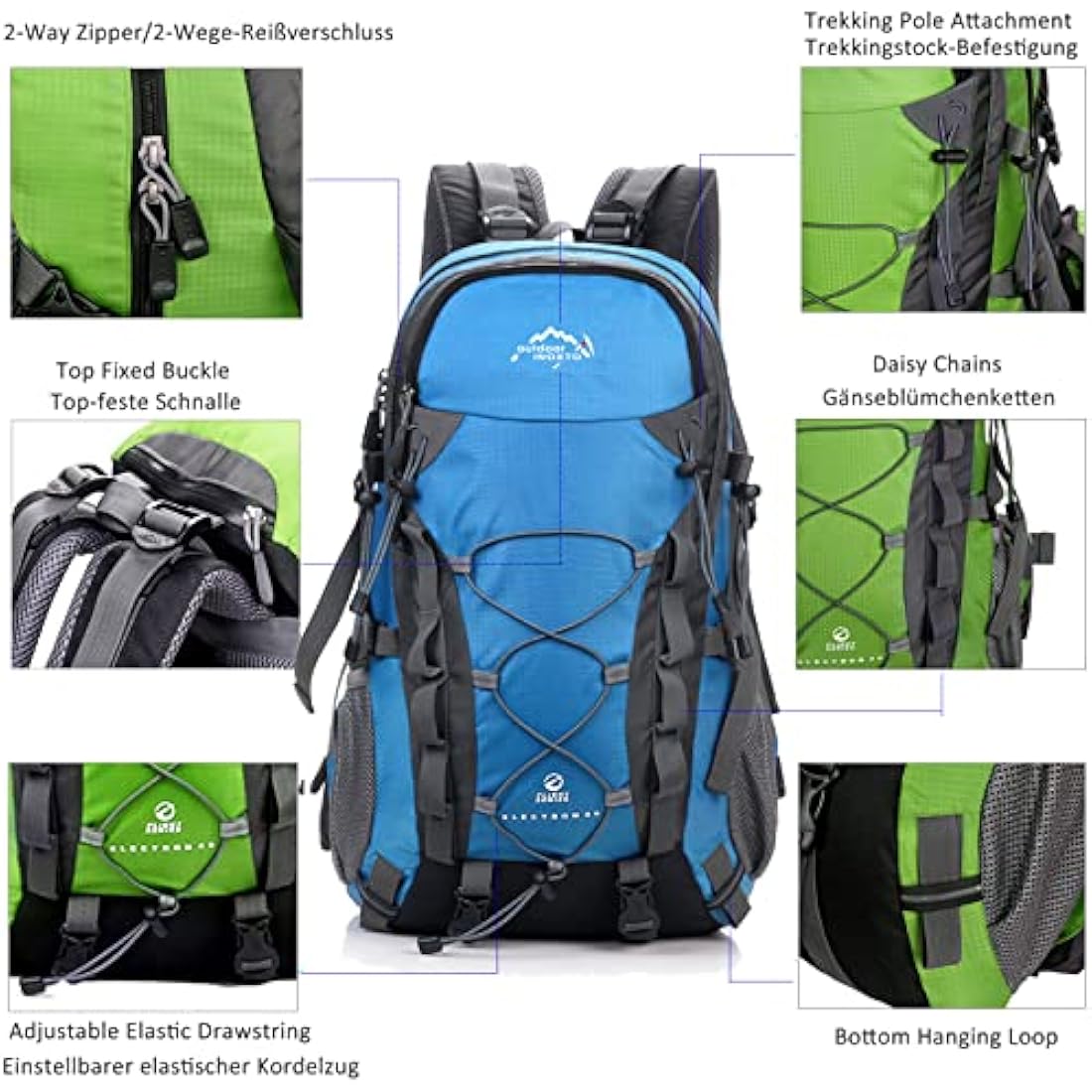 A AM SeaBlue 40L Hiking Backpack | Waterproof Lightweight Trekking Bag