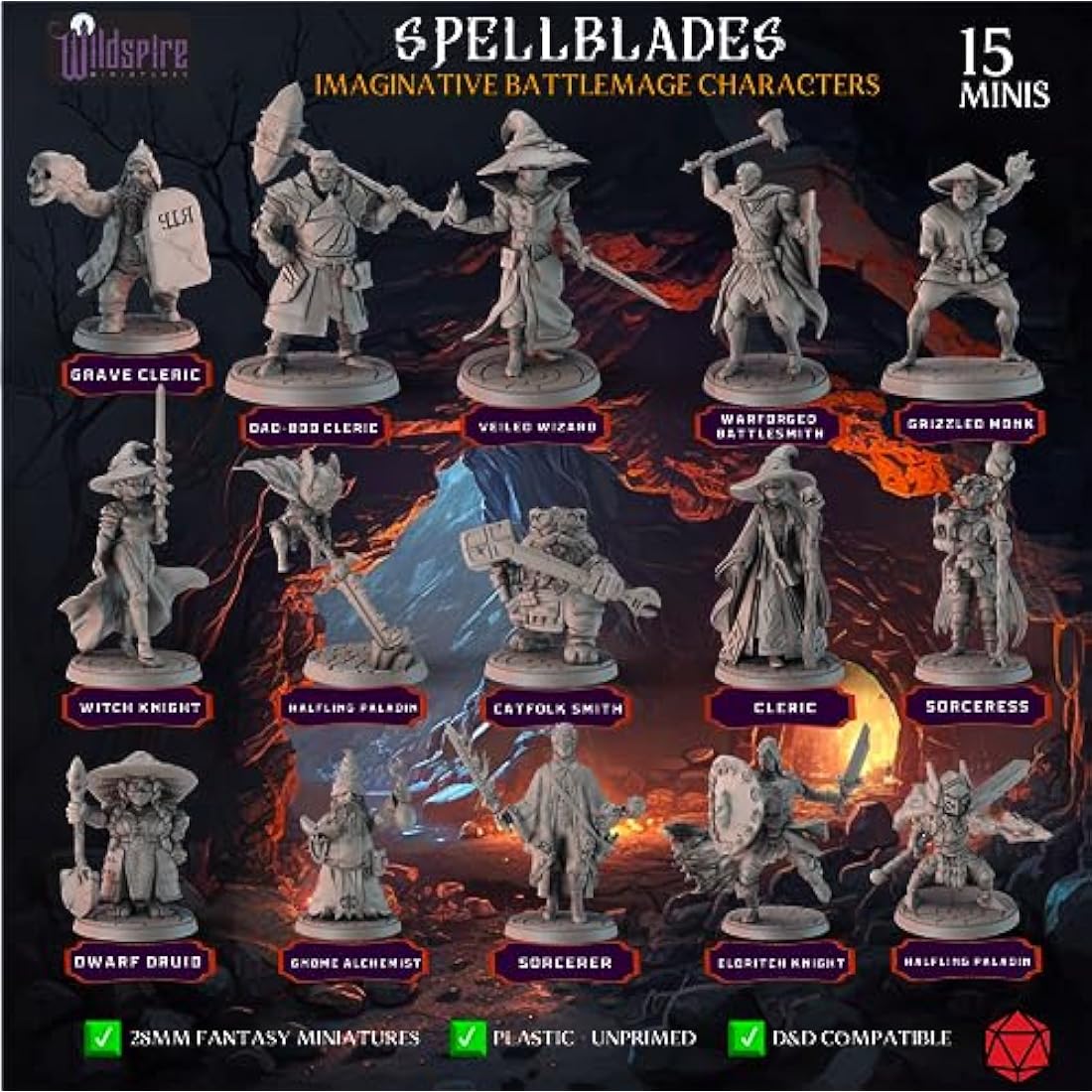 Wildspire Spellblades & Animated Objects: 36 Unpainted DND Miniatures