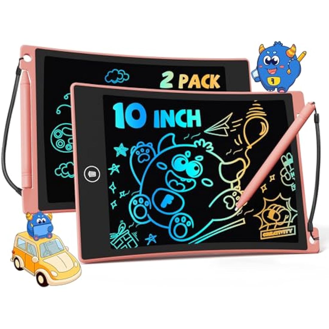 TEKFUN 10" LCD Writing Tablet 2-Pack | Colorful Erasable Drawing Board
