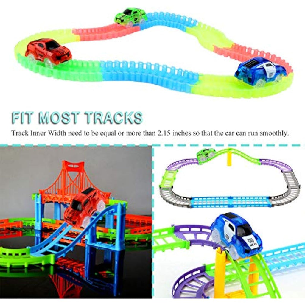 Glow Tracks Cars | 3-Pack LED Light Up Race Track Accessories