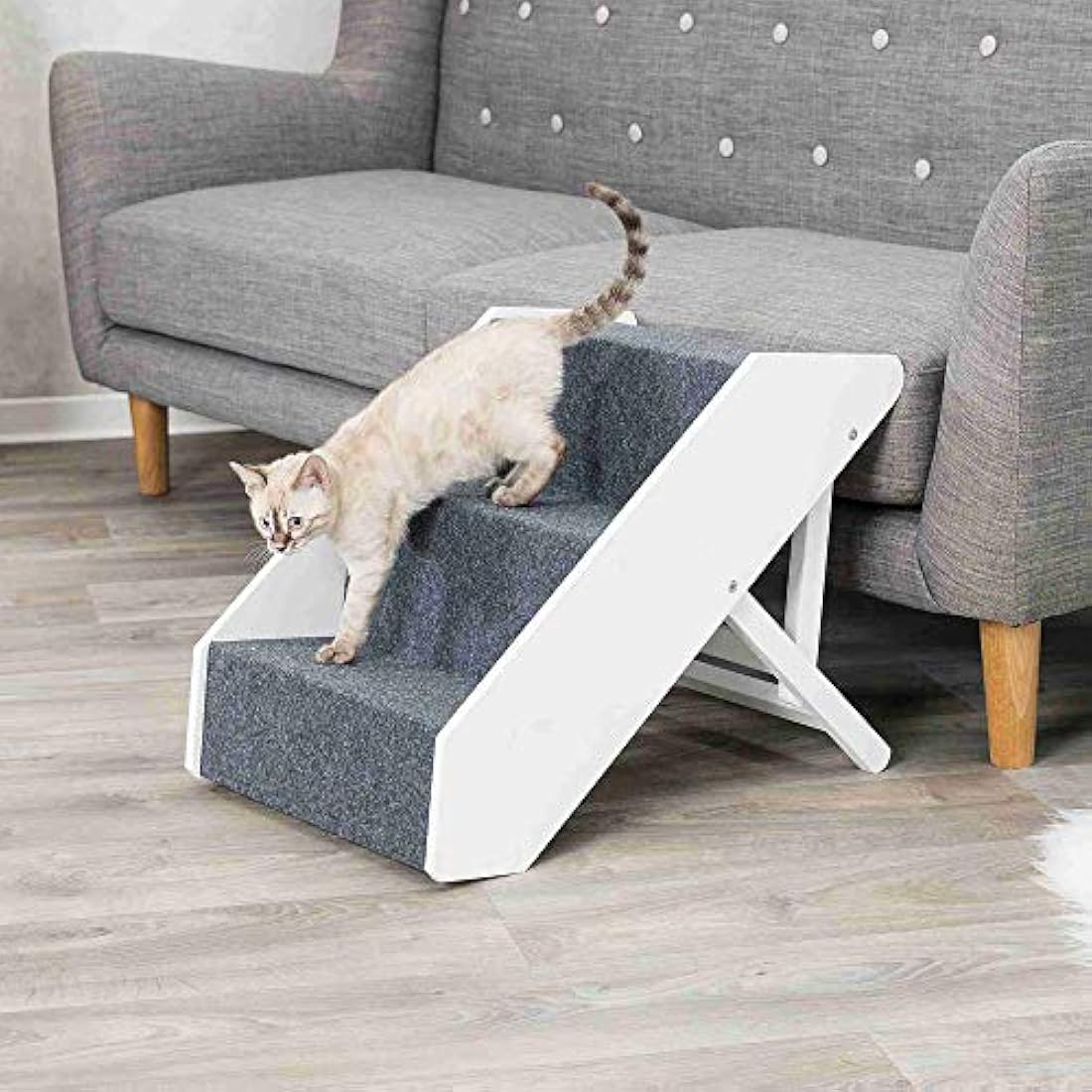 TRIXIE Foldable Dog Stairs – 3-Way Adjustable MDF Pet Steps for Indoors