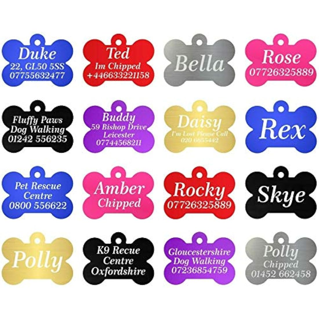 Personalised Bone Dog ID Tag – Engraved Anodised Red Pet Tag