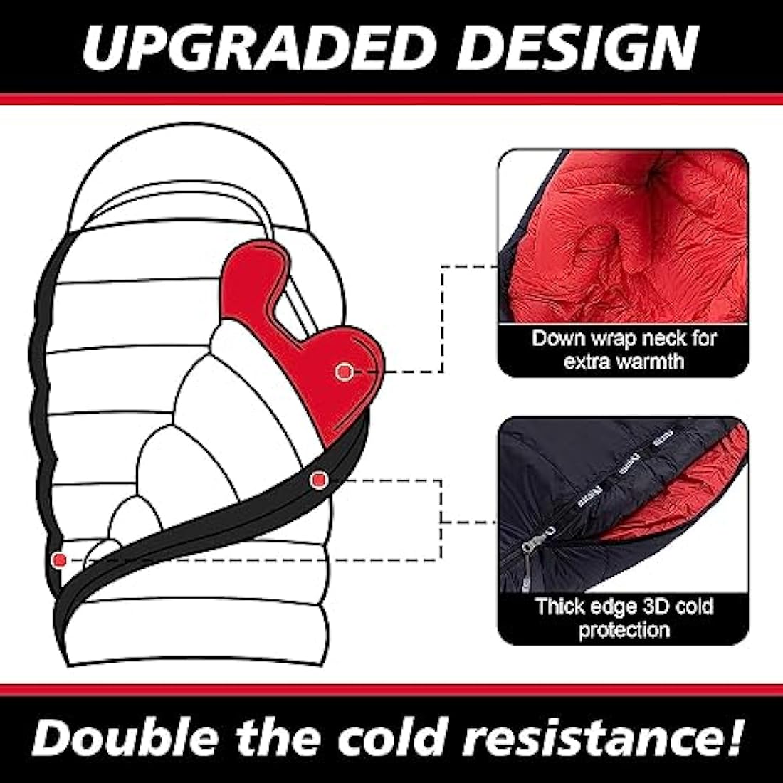 QEZER Winter Down Sleeping Bag | 660 FP Duck Down -20°C Cold Weather