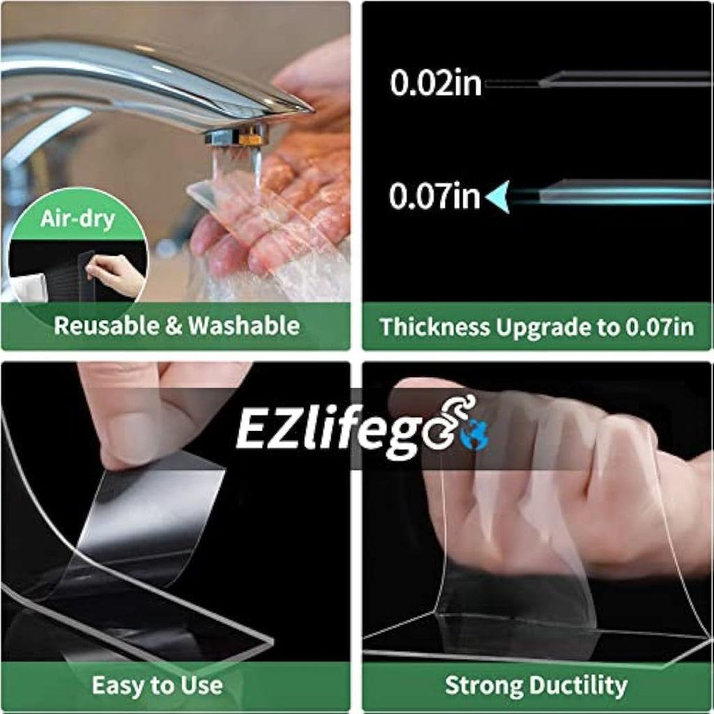 EZlifego Heavy Duty Nano Mounting Tape – Clear Double Sided Adhesive (5m)