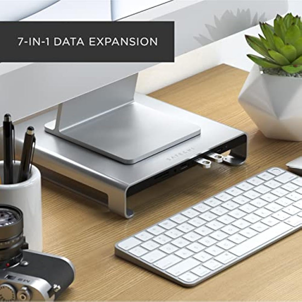 Satechi Type-C Aluminum Monitor Stand Hub for iMac & Studio Display – Silver