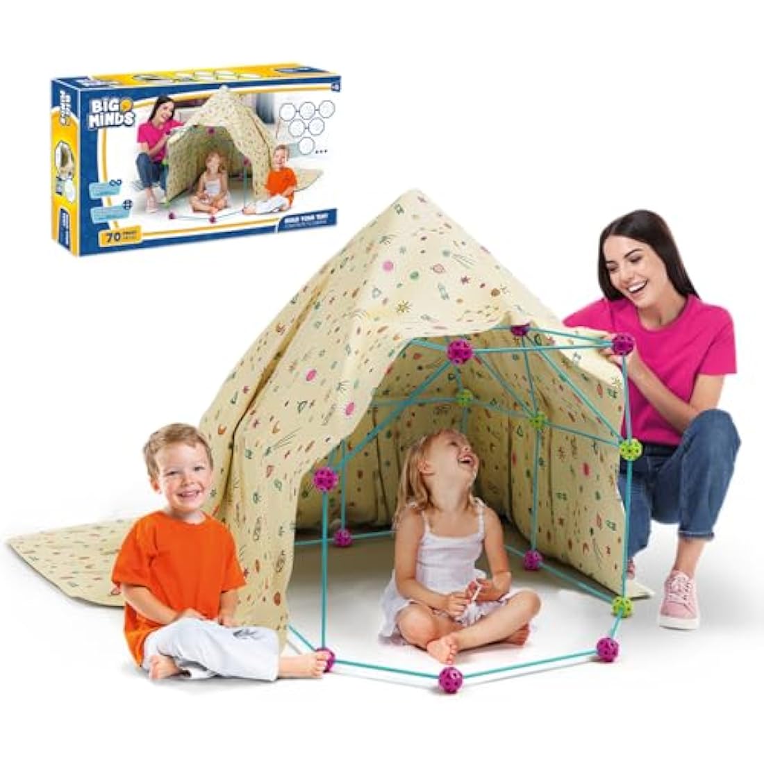 Fort Building Kit for Kids – 70 Piece STEM Construction Toy