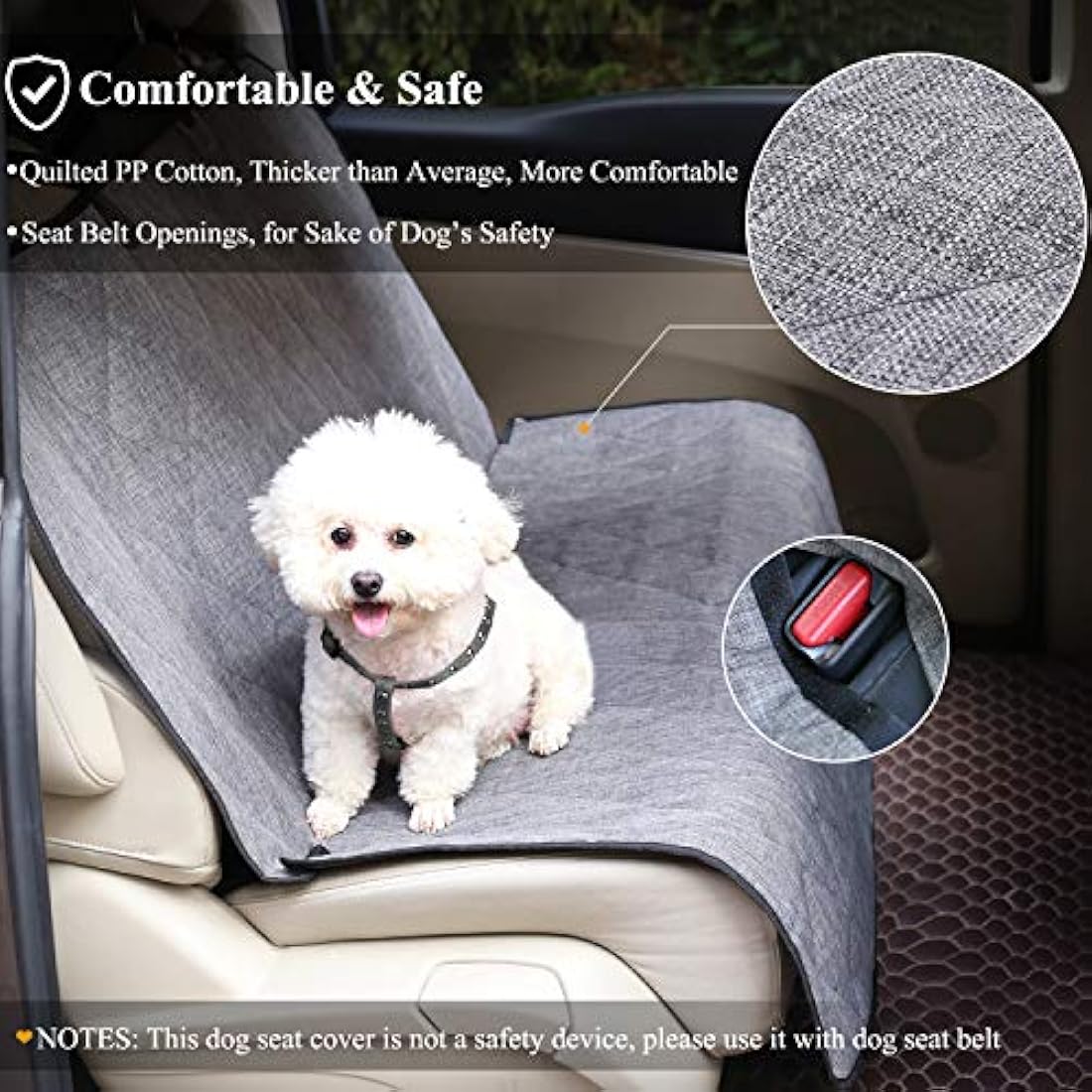 Vivaglory Dog Backseat Cover | Waterproof Anti-Slip Bench Protector, Black