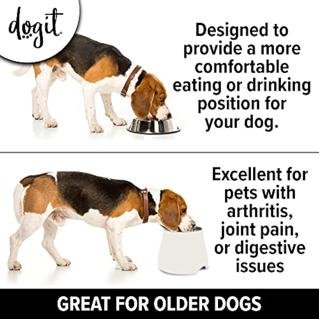 Dogit 2-in-1 Elevated Dog Bowl – Stainless Steel & Melamine, 900 ml