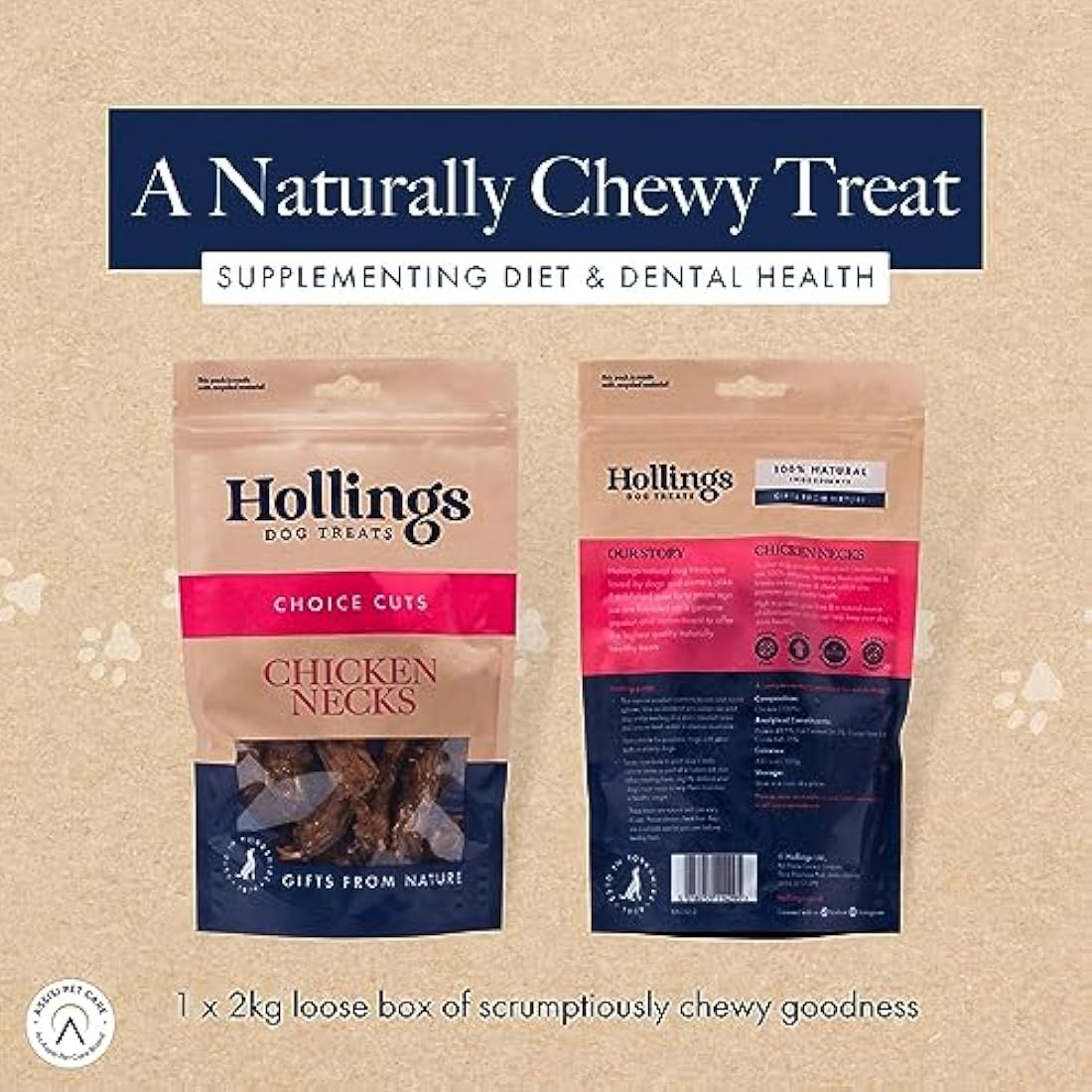 Hollings Chicken Necks Natural Dog Treats | Grain Free & High Protein (2kg)