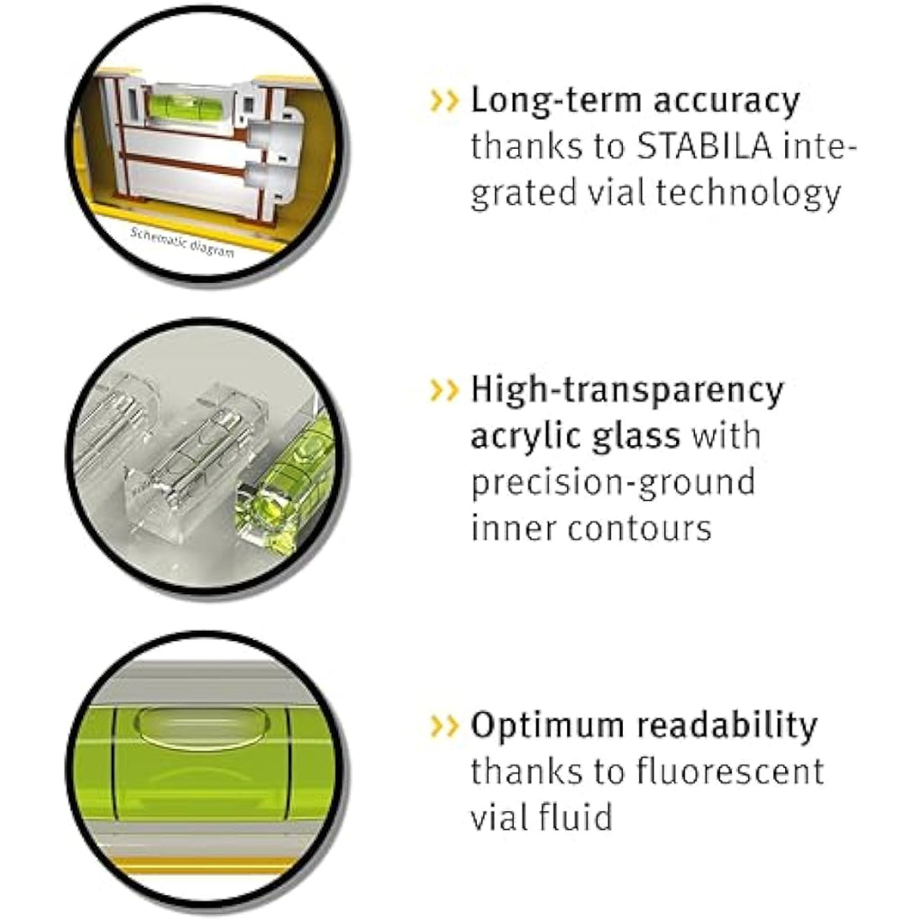 Stabila 96-2-60 Spirit Level | 3 Vial Precision Tool – 24in / 61cm