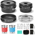 Odoland 15pcs Camping Cookware Set - Lightweight Anodized Aluminum Kit