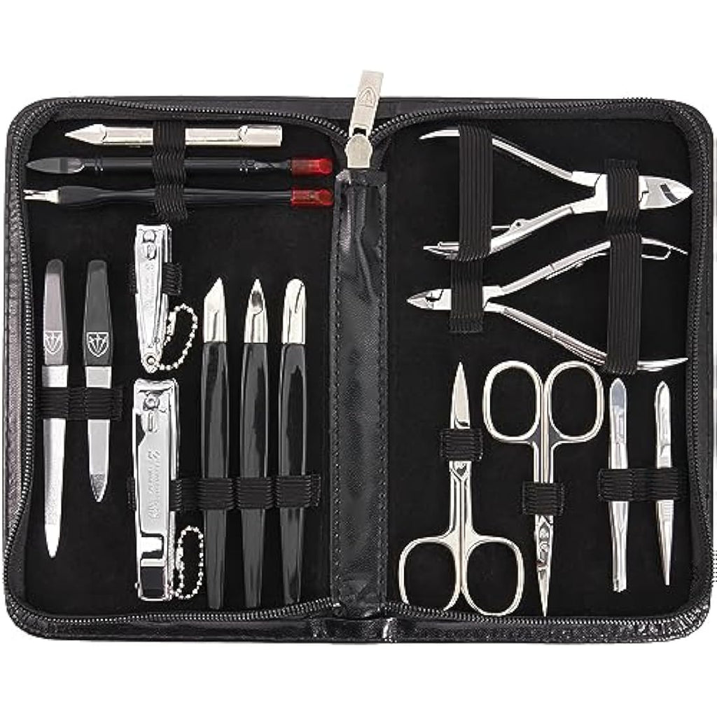 3 Swords Germany 16-Piece Manicure & Pedicure Set - Black Leather Case