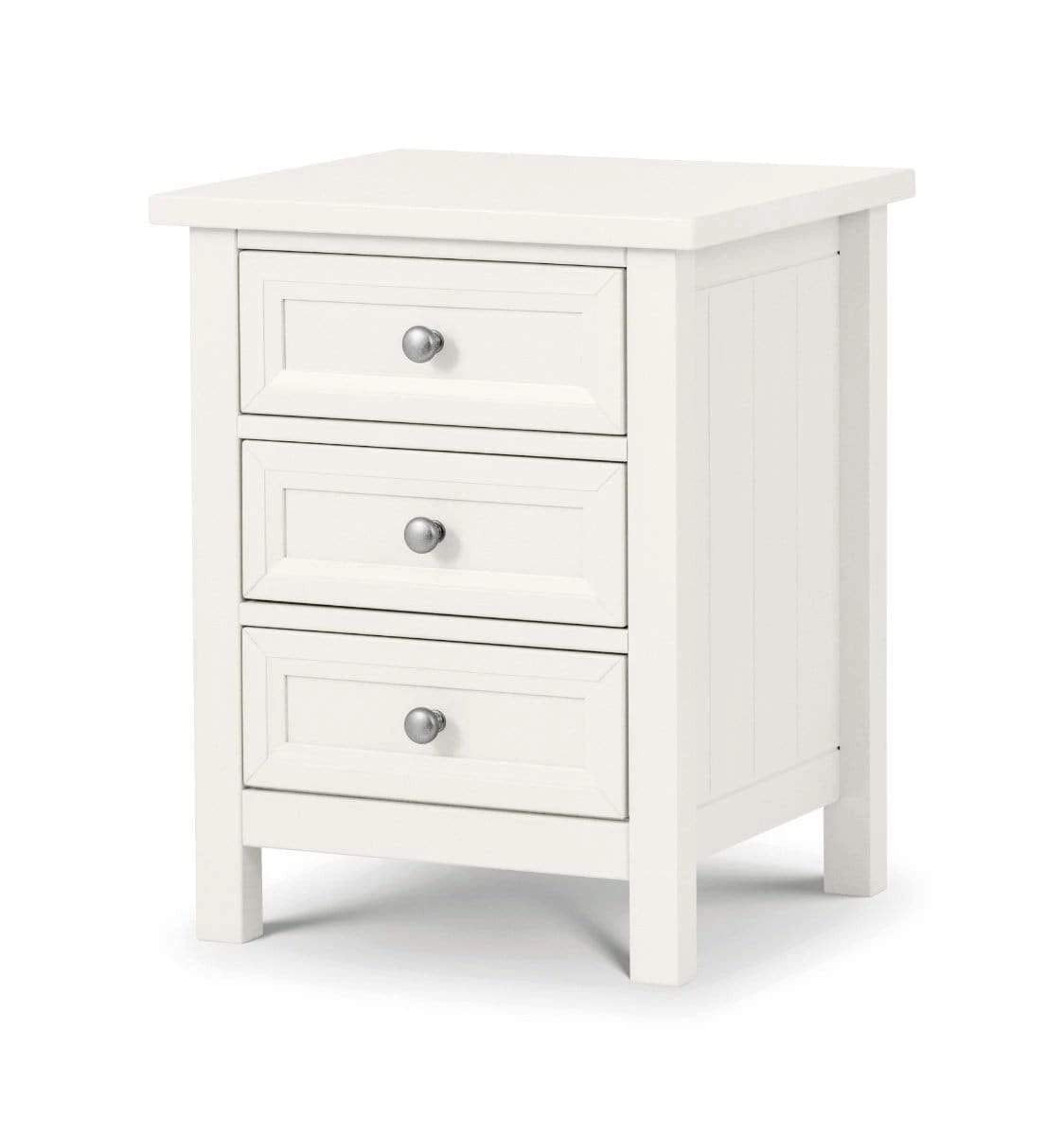 Julian Bowen Maine 3 Drawer Bedside Table - Surf White Wood